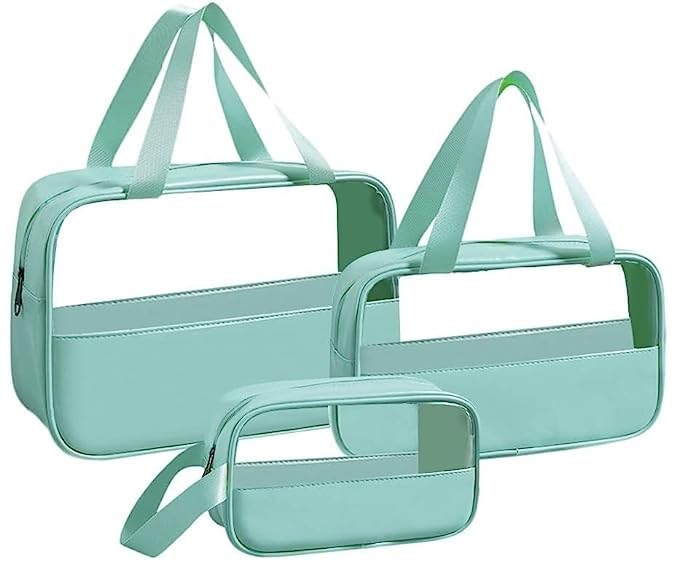 HIMART Set of 3 Multipurpose Transparent Toiletry Hand Bag for Women Men Travel Pouch Makeup Cosmetic Bag Travel Organizer Pouch - Image 4