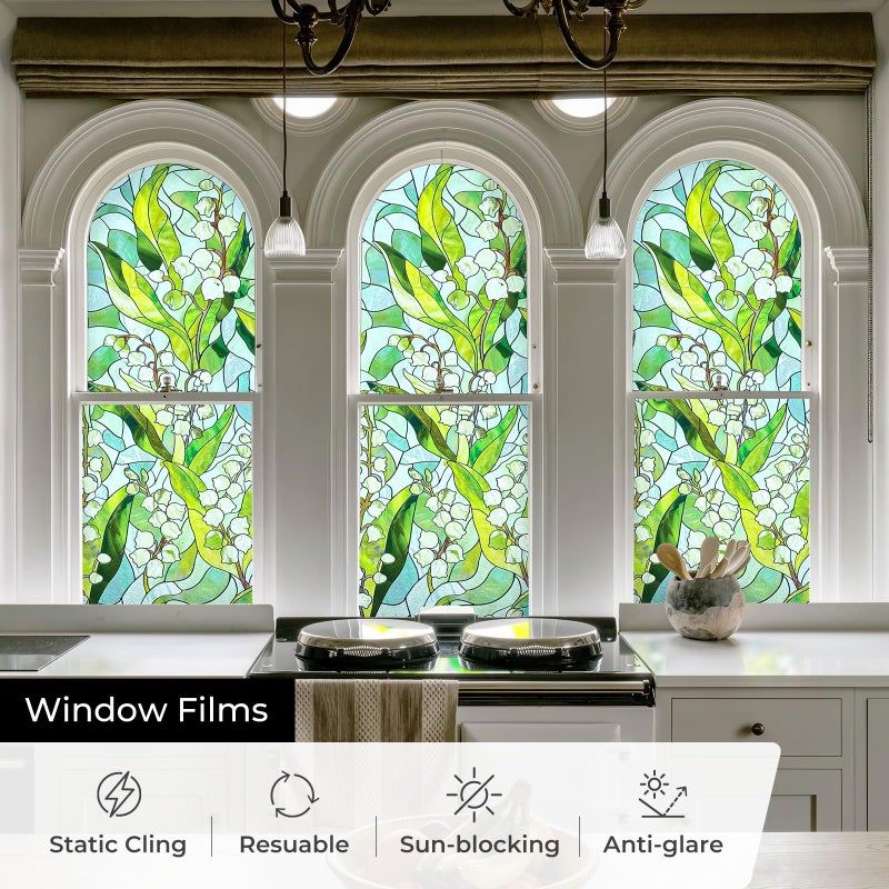 ADD.HERES 3D Stained Glass Window Film, Decorative Window Privacy Film for Bathroom,Front Door,Home, Sun Blocking Heat Control,Static Cling,Linglan 23.6inch x 35.4inch - Image 5