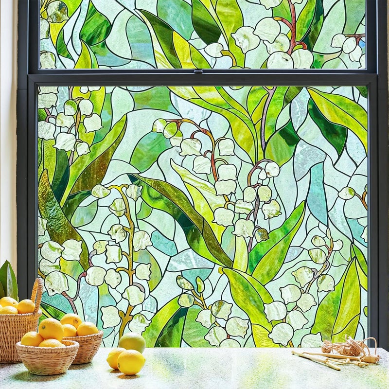 ADD.HERES 3D Stained Glass Window Film, Decorative Window Privacy Film for Bathroom,Front Door,Home, Sun Blocking Heat Control,Static Cling,Linglan 23.6inch x 35.4inch - Image 1