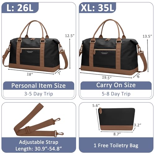 ELONGRIVER Travel Duffle Bag for Women Weekender Bags Hospital Bag for Labor Delivery Lightweight Tote Duffel Overnight Bag with Luggage Sleeve Airplane Travel Bags with Toiletry Bag Large Black - Image 3