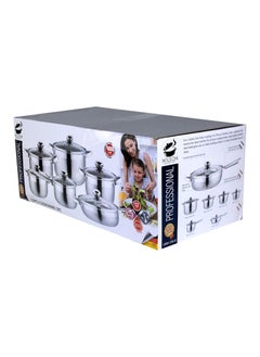 Wilson Wilson Stainless Steel 12-Piece Cookware Set - Casserole, Saucepan, Fry Pan Heavy Duty With Stainless Steel Handle Gas, Stove-tops Compatible For Family Meals  - Image 4