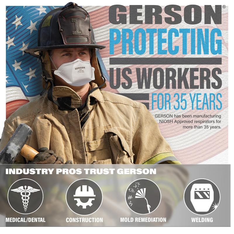 GERSON FDA Cleared Sugical N95 Pouch Respirator (3230+), NIOSH-Approved, Made in U.S.A., One-Size, 50 Respirators/Box, White - Image 4