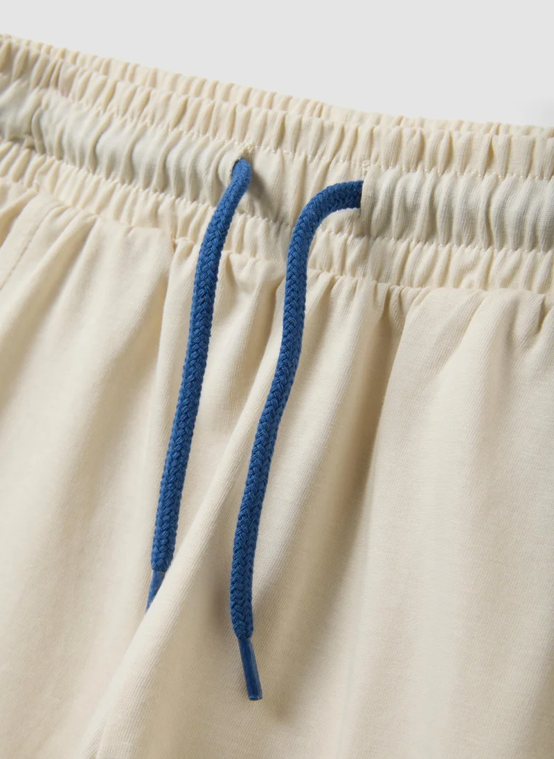 Ovs  OVS Blue And Beige Pure Cotton Set With T-Shirt And Shorts for Men | Best Price UAE