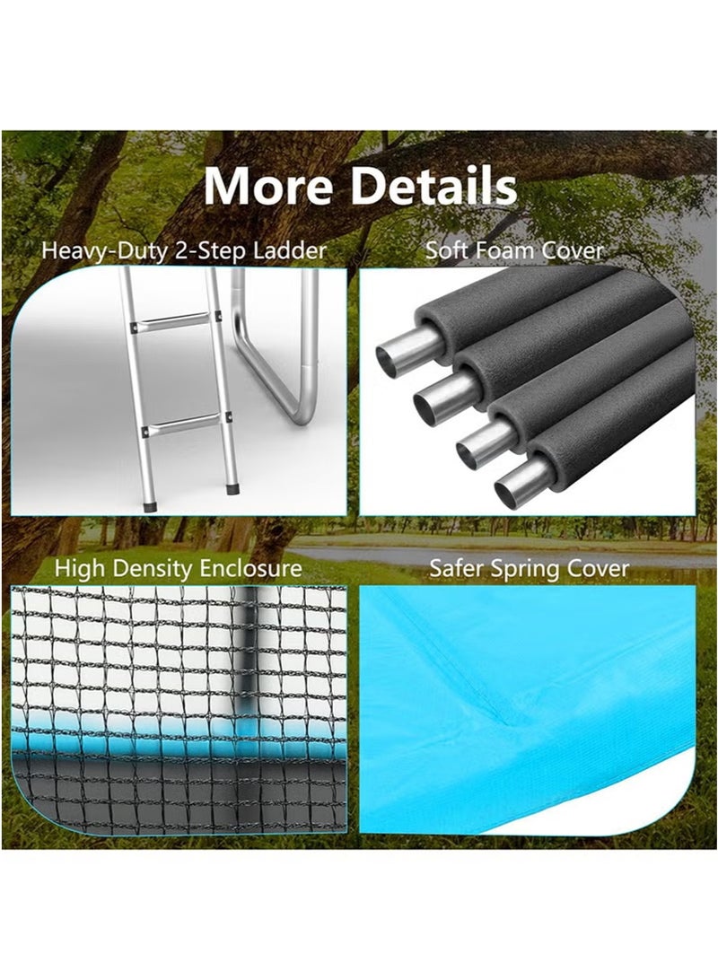 ترامبولين بطول 6.7 قدم مع شبكة أمان، ترامبولين خارجي مع حلقة كرة سلة، حصيرة قفز قوية وغطاء زنبركي للأطفال والبالغين، حقيبة تخزين وسلم - Image 4