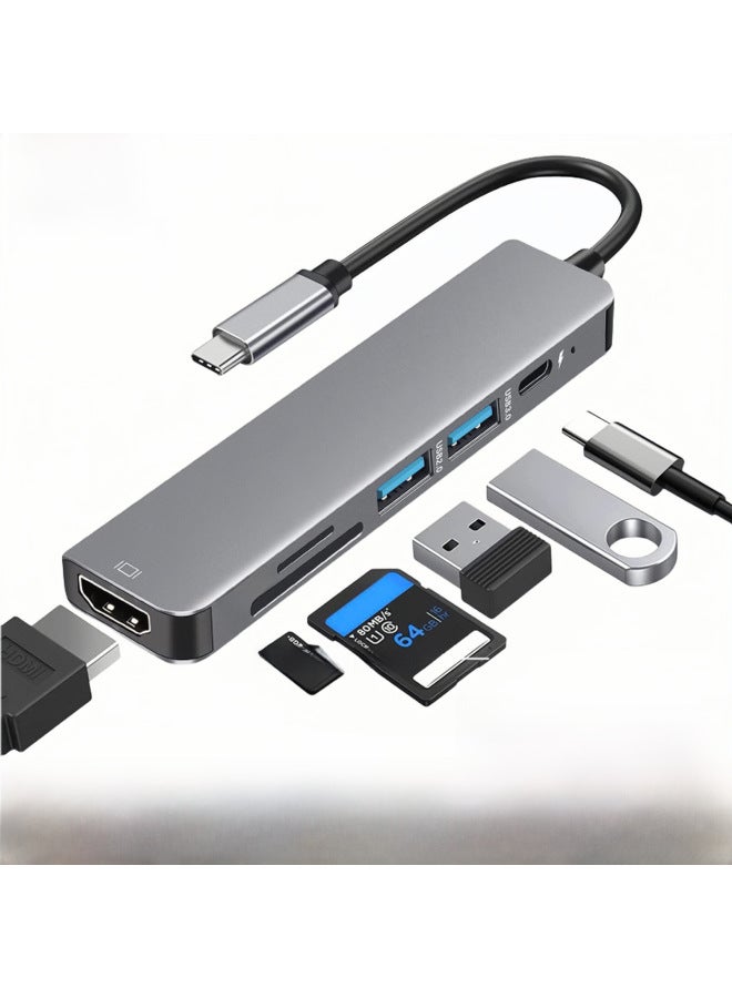 Spot Usb Expansion Dock For  Macbook For  Ipad Six-in-one Type-c Docking Station-Number Of Interfaces:6in1 (100 Megabytes) - Image 2