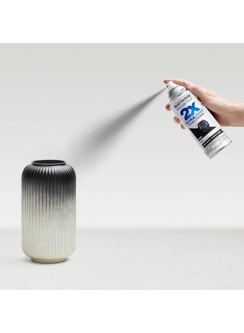 Rust-Oleum Painter’s Touch 2X Ultra Cover Spray Paint Black Flat 12oz – Fast Dry Paint + Primer for Wood Metal Plastic Indoor Outdoor, Smooth Finish High Coverage Durable Spray Paint - Image 2