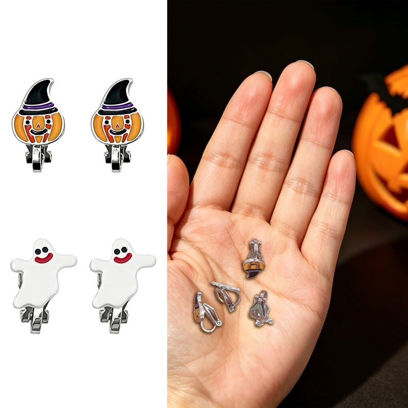 Party Magic Pumpkin & Ghost Earrings 2 Pairs/Set - Image 2