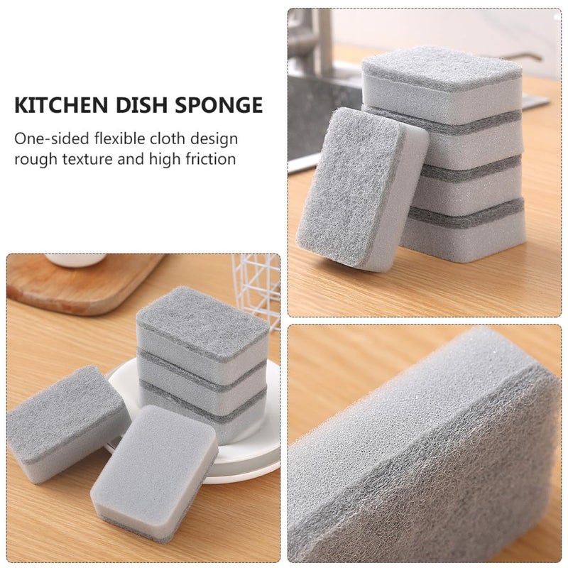 15Pcs Grey Dual Texture Scrub Sponges Multipurpose Kitchen Dishwashing Home Cleaning Set - Image 4