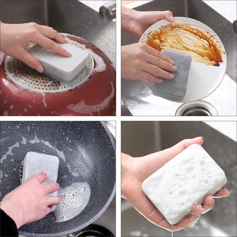 15Pcs Grey Dual Texture Scrub Sponges Multipurpose Kitchen Dishwashing Home Cleaning Set - Image 5