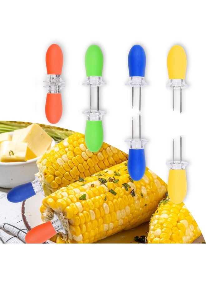 HOMESTAR 4 Pcs Corn Holders, Stainless Steel Corn Cob Holders Corn on The Cob Holders Skewers - Twin Pin Sweetcorn Holders, Interlocking Design Corn Skewers Forks for Home Cooking BBQ -Kitchen Gadgets - Image 1