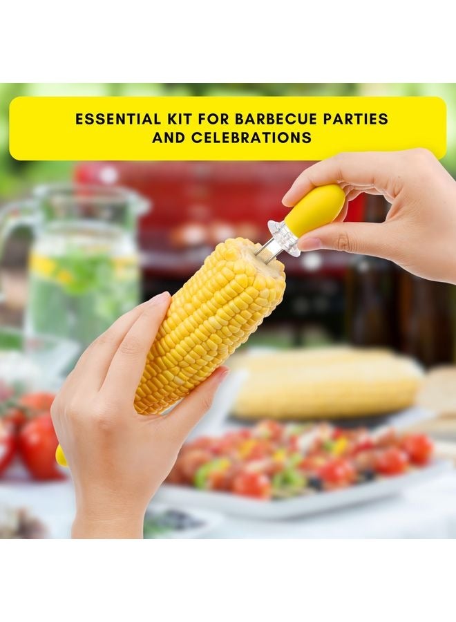HOMESTAR 4 Pcs Corn Holders, Stainless Steel Corn Cob Holders Corn on The Cob Holders Skewers - Twin Pin Sweetcorn Holders, Interlocking Design Corn Skewers Forks for Home Cooking BBQ -Kitchen Gadgets - Image 3