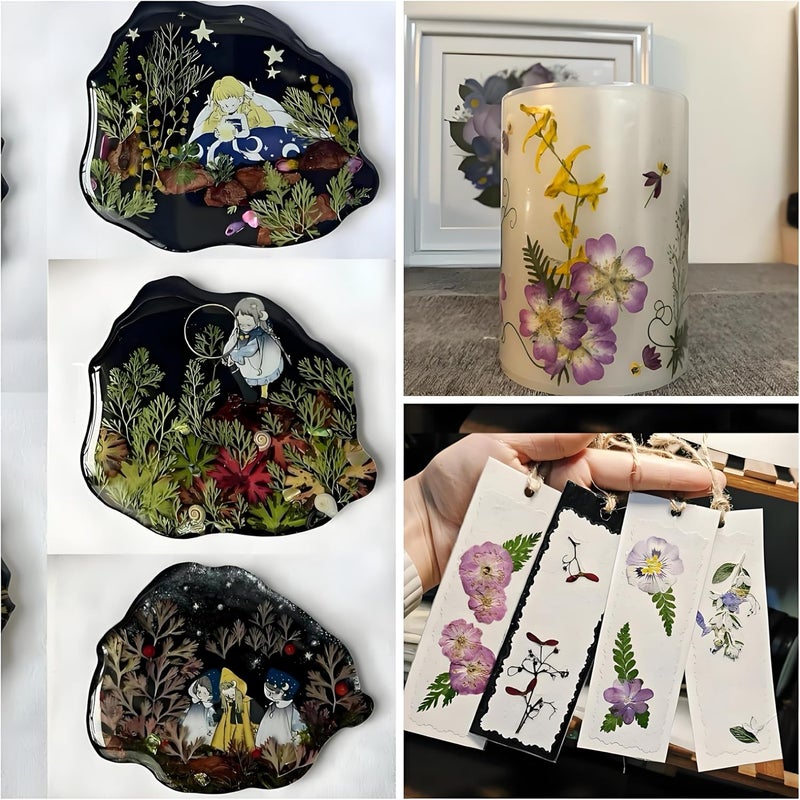 Buzidao 140Pcs Dried Pressed Flowers, Natural Dried Flowers Bulk with Dried Leaves for Resin, Mixed Color Dried Flowers for DIY Crafts, Epoxy Resin, Candle Making, Jewelry, Floral DIY Art, DIY Supplies Kits - Image 4
