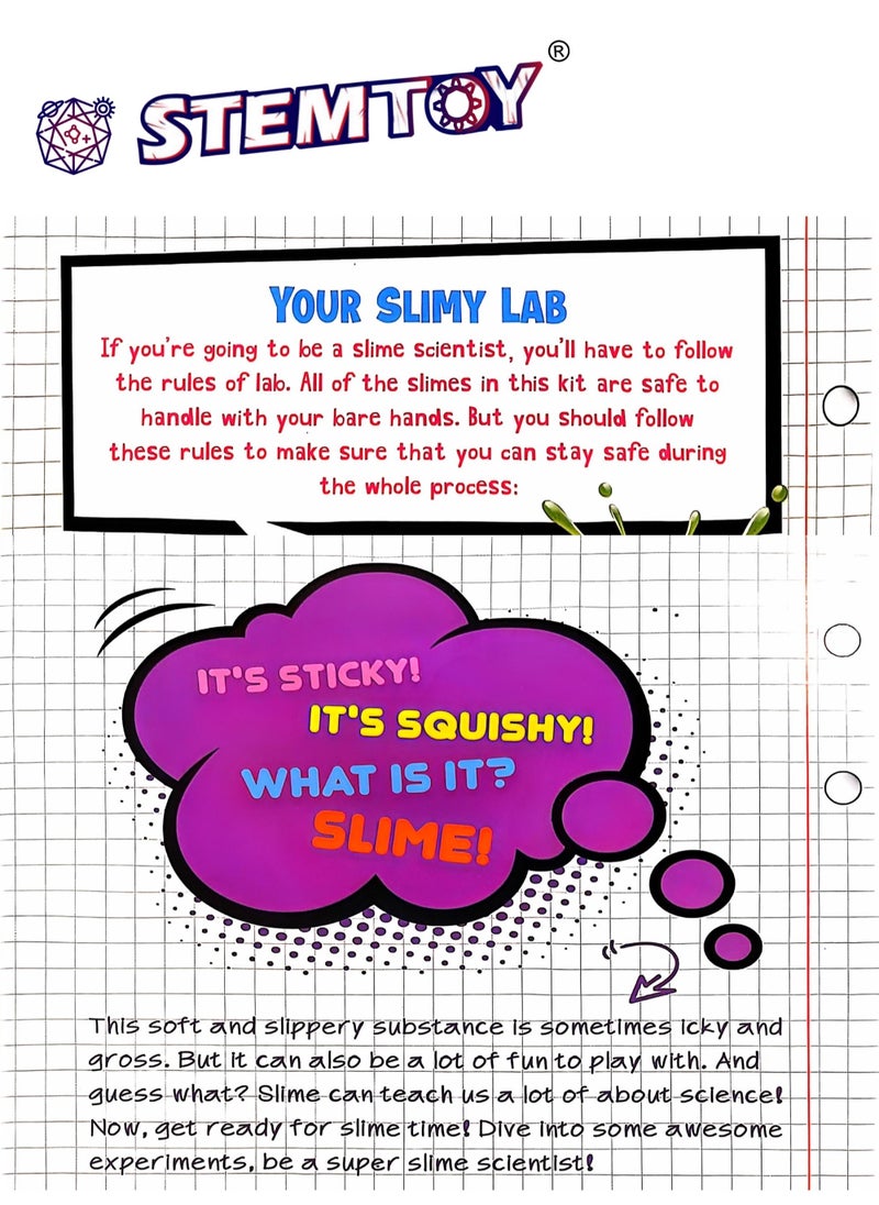 STEMTOY DIY Slime Science Experiment Kit for Kids – Make Non-Sticky Fluffy Slime with Cornstarch, Slime Powder & Glitter, Fun Hand-On STEM/ STEAM Chemistry Activity for Creative Crafting and Play  - Image 3