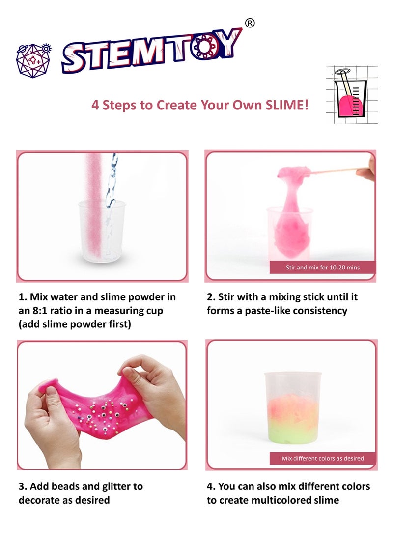 STEMTOY DIY Slime Science Experiment Kit for Kids – Make Non-Sticky Fluffy Slime with Cornstarch, Slime Powder & Glitter, Fun Hand-On STEM/ STEAM Chemistry Activity for Creative Crafting and Play  - Image 4