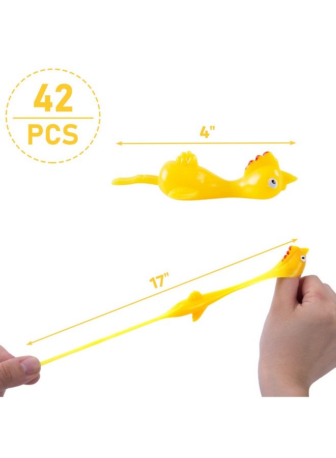 POPLAY 42Pcs Flying Chicken Slingshot Flicking Rubber Chicken Finger Catapult Toys Stretchy Chicken Toy For Kids Adults Party Favors Goody Bags Novelty Gifts - Image 3