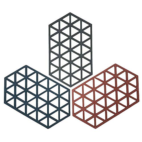 SHIDHMI Silicone Trivets Mats for Table Kitchen Counter, Rubber Thick Trivet Tableware Insulation Mat Cup Coaster Pot Hot Pads Heat Resistant (3 Piece Large Triangle) - Image 1