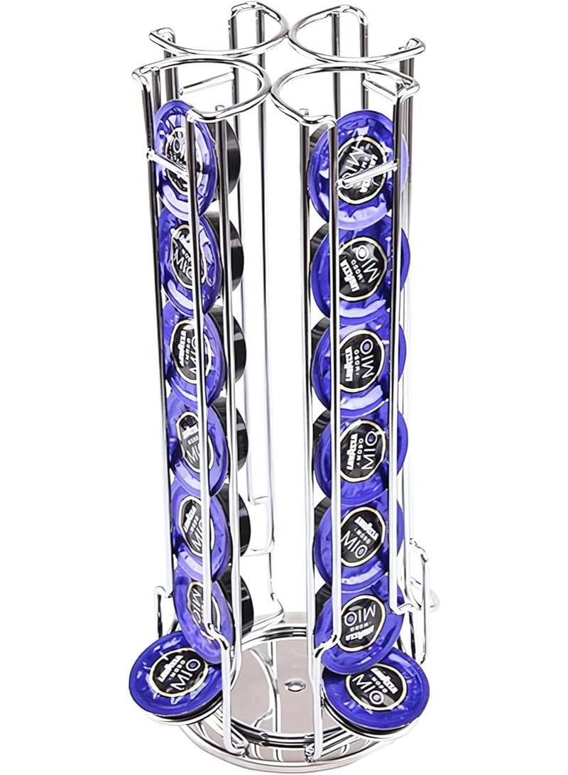 حامل كبسولات قهوة دوار، متوافق مع كبسولات قهوة لافازا ميو، ستاربكس فيريسمو، لافازا بلو، سي بي تي إل، كاي-في، تشيبو كافيسيمو، وكافيتالي. مثالي لتنظيم كبسولاتك بأناقة، (يحمل حتى 28 كبسولة) - Image 1