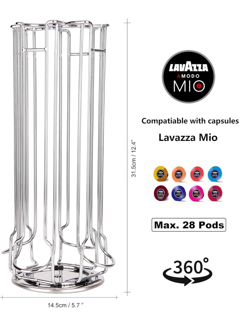 حامل كبسولات قهوة دوار، متوافق مع كبسولات قهوة لافازا ميو، ستاربكس فيريسمو، لافازا بلو، سي بي تي إل، كاي-في، تشيبو كافيسيمو، وكافيتالي. مثالي لتنظيم كبسولاتك بأناقة، (يحمل حتى 28 كبسولة) - Image 3