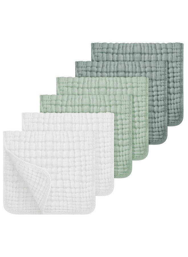 لوكسي مناديل تجشؤ من Looxii مصنوعة من قماش موسلين قطني 100%، مقاس كبير 20×10 بوصة، ناعمة للغاية وعالية الامتصاص، عبوة من 6 قطع من قماش التجشؤ للأطفال للأولاد والبنات، لون أبيض وأخضر - Image 1