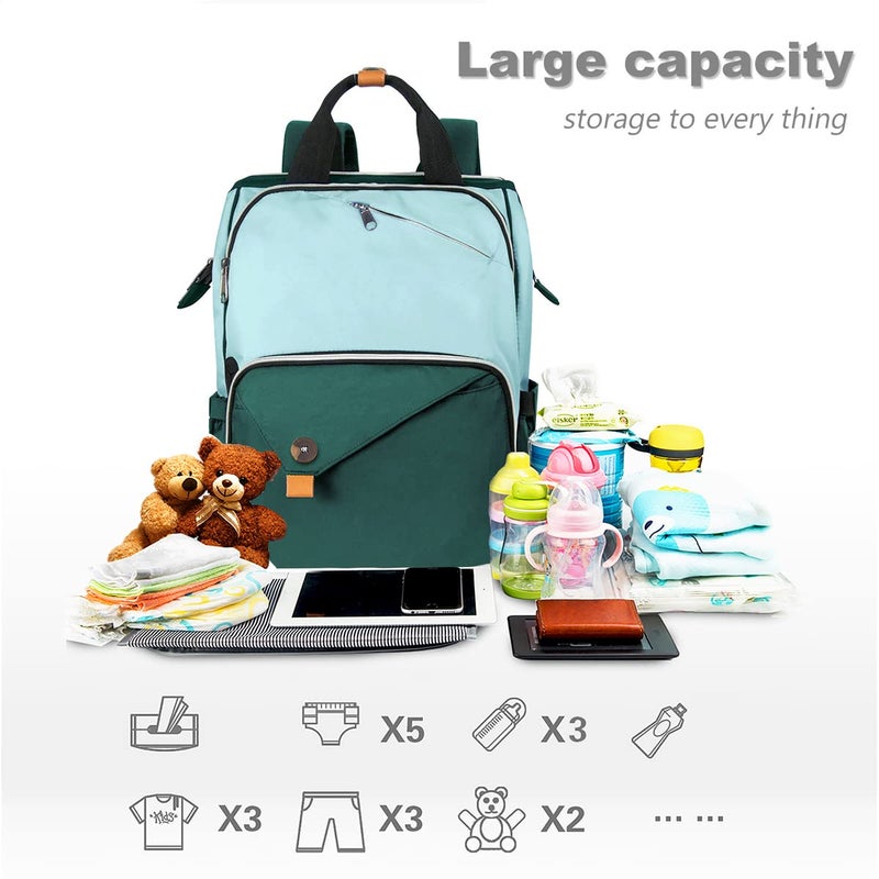 Hap Tim Baby Diaper Bag for Boys Girls, Large Backpack Diaper Bags with Double Compartments, Baby Registry Search Shower Gifts Stuff Newborn Must Haves, Greenï¼ˆ7340-GRï¼‰ - Image 4