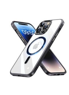 ماركة غير محددة جراب مغناطيسي شفاف كريستالي لهاتف iPhone 11 Pro Max (6.5 بوصة) جراب Magsafe [غير مصفر] [حماية عسكرية] [مغناطيس قوي رقم 1] جراب هاتف رفيع بغطاء رفيع - أسود  - Image 1