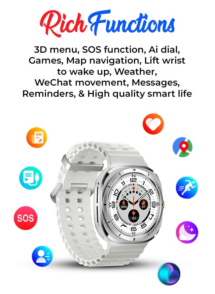 Charome ساعة ذكية متقدمة للغاية شاروم T14 بتصميم فضي أنيق تتبع اللياقة البدنية، مراقبة الصحة، عمر بطارية طويل، مقاومة للماء، شاشة تعمل باللمس - Image 2