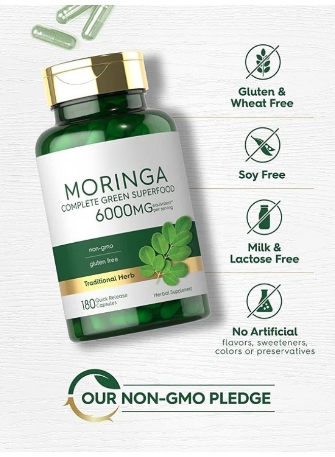 Moringa Oleifera | 180 Capsules | Non-GMO and Gluten Free Supplement | Complete Green Superfood | from Moringa Leaf Powder - Image 4
