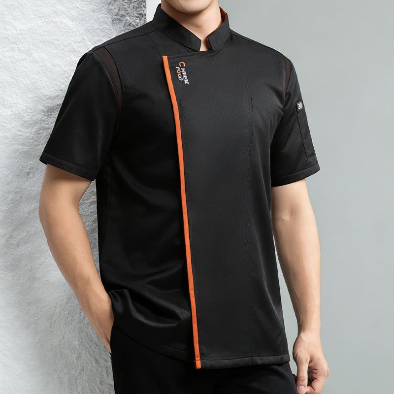 Chef Work Clothes El Fashion Catering Short-Sleeved Tea Restaurant Coffee Shop Pot Restaurant Kitchen Workwear For Men - Image 1