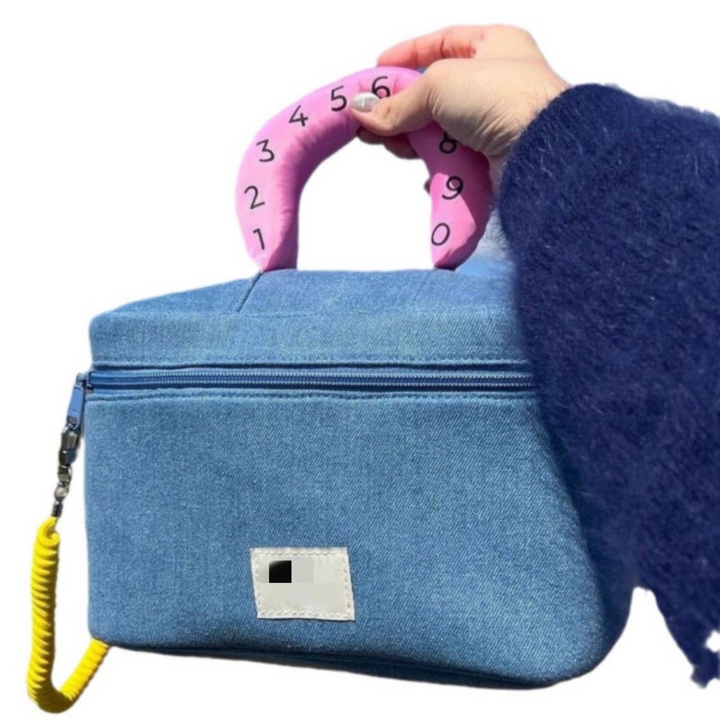 Cute Color Block Cosmetic Bag, Large Capacity Portable - Image 5