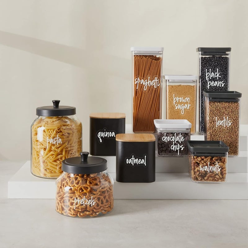 Talented Kitchen 157 Pantry Labels for Food Containers - Preprinted White Script Kitchen Food Organization Labels for Storage Canisters and Jars (White Script) - Image 2