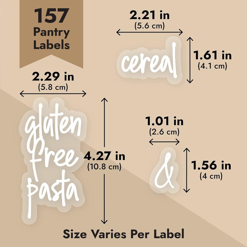 Talented Kitchen 157 Pantry Labels for Food Containers - Preprinted White Script Kitchen Food Organization Labels for Storage Canisters and Jars (White Script) - Image 5