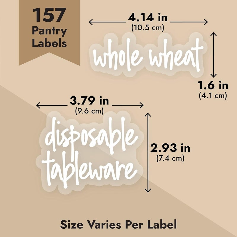 Talented Kitchen 157 Pantry Labels for Food Containers - Preprinted White Script Kitchen Food Organization Labels for Storage Canisters and Jars (White Script) - Image 4
