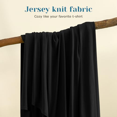 BYSURE Jersey Knit King Size Sheets Set 6 Pieces, Stretch Super Soft and Wrinkle-Free Bed Sheets, Spandex Blend with 18-inch Deep Pocket, Black - Image 4