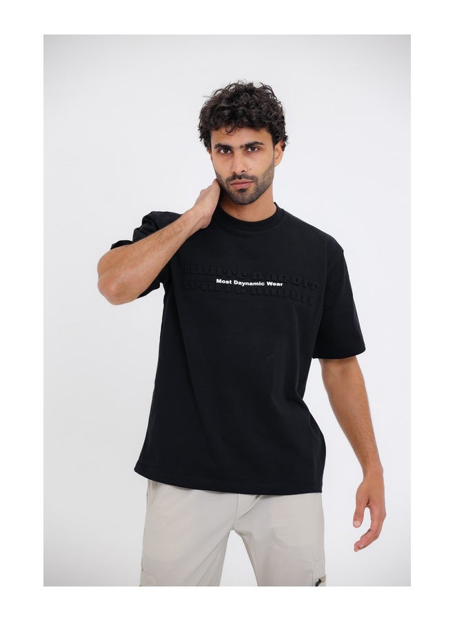 WHITE RABBIT Chest Sprayed ""Most Dynamic Wear"" Black Slip On Tee  - Image 1