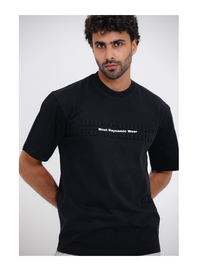 WHITE RABBIT Chest Sprayed ""Most Dynamic Wear"" Black Slip On Tee  - Image 4