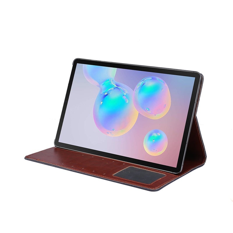 ديبايس جراب واقٍ من الجلد بتصميم أفقي قابل للطي لجهاز Galaxy Tab S6 10.5 T860 Texture Pc مع حامل وفتحات للبطاقات ومحفظة وإطار للصور (أسود) - Image 5