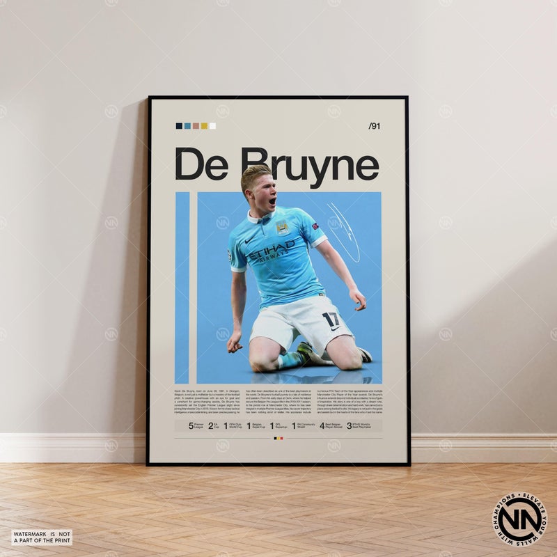 TNESSENTIAL Kevin De Bruyne Poster, Manchester City Poster, Soccer Gifts, Sports Poster, Football Player Poster, Soccer Wall Art, Sports Bedroom Posters - Image 1