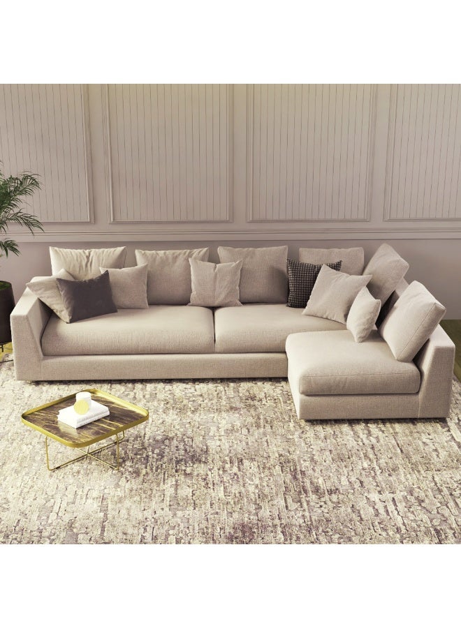 Al Home 4 Seater L-shape Sofa Linen 270x160x85 Cm - Beige - Image 3
