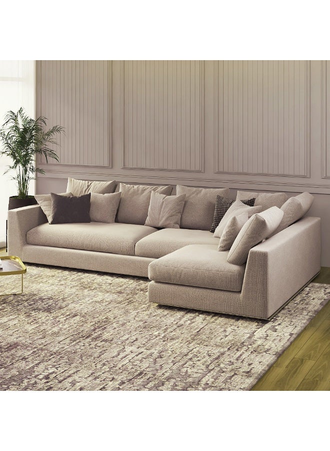 Al Home 4 Seater L-shape Sofa Linen 270x160x85 Cm - Beige - Image 2