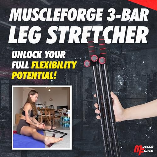 MuscleForge 3 Bar Leg Stretcher for Splits and Adductor Stretch to Over 180°, Split Machine for Flexibility with 6 Regulations - Legs Spreader, Groin Stretcher, Ballet, with Padded Grips and Strap - Image 2