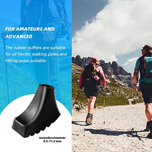 TOUGS 6 Pack Hiking Walking Sticks Rubber Tips, Replacement Tips Protectors for Trekking Poles, Fits Most Standard Hiking, Trekking, Walking Poles (Shoe Shape Tips) - Image 3