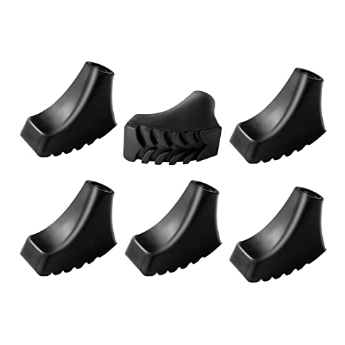 TOUGS 6 Pack Hiking Walking Sticks Rubber Tips, Replacement Tips Protectors for Trekking Poles, Fits Most Standard Hiking, Trekking, Walking Poles (Shoe Shape Tips) - Image 1
