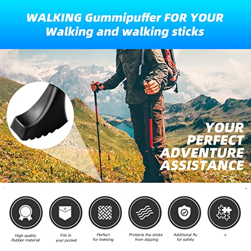 TOUGS 6 Pack Hiking Walking Sticks Rubber Tips, Replacement Tips Protectors for Trekking Poles, Fits Most Standard Hiking, Trekking, Walking Poles (Shoe Shape Tips) - Image 2