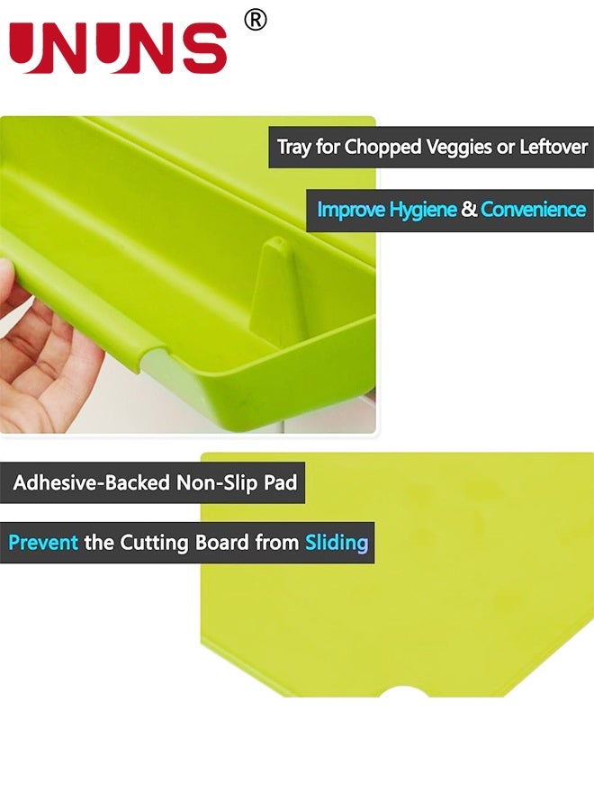 UNUNS Cutting Board with removable Storage,Non-slip Cutting Board with  Removable Storage,Chopping board,Cutting Mat for Kitchen Camping Kitchen Gadget,Kitchen Organizers Storage,38*29cm,Green - Image 4