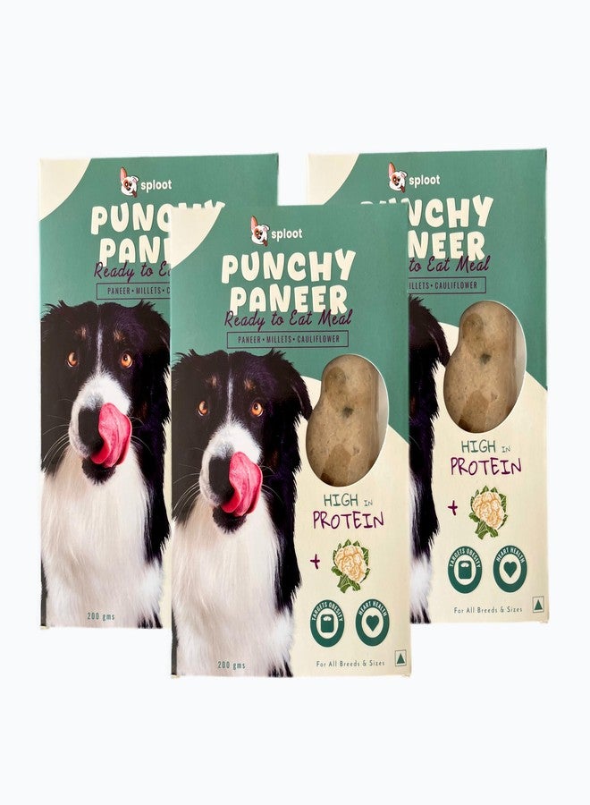 Sploot Punchy Paneer Fresh Food, No Preservatives, Vegetarian, Dog Wet Food for Puppy & Adult Dogs, All Life Stages (100gm | Pack of 3) - Image 1