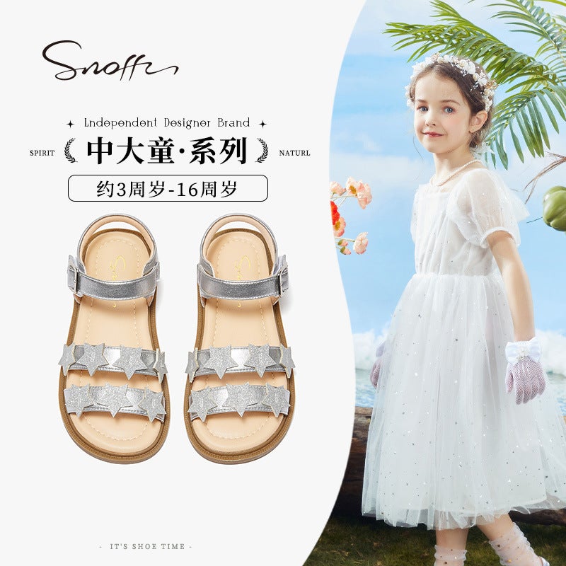 Snafi Children'S Sandals Big Children'S Princess Shoes Soft Sole Non-Slip Girls' Shoes - Image 2