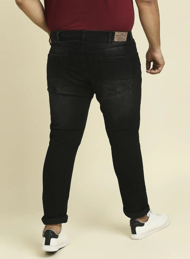 HIGH STAR Men Black Slim Fit Light Fade Stretchable Jeans