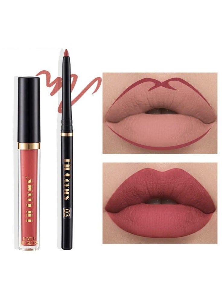 Excefore 6Pcs Lip Liner and Lipstick Set, 3 Velvety Matte Liquid Lipsticks + 3 Matching Smooth Lip Liner, Long-Lasting Wear Waterproof Lip Gloss, Makeup Lipstick Gift Kit for Women Girls Daily Party Work - Image 4