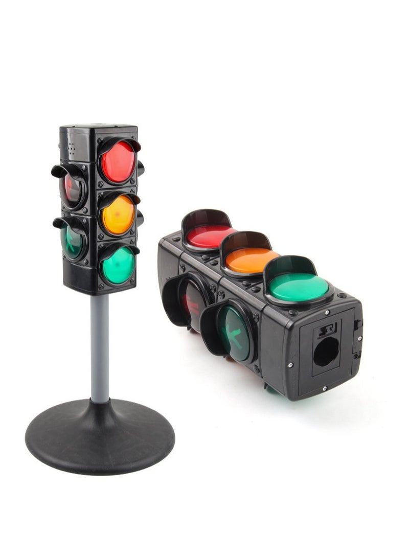 MIXDE - Height Adjustable Simulated Traffic Lights Lamp with Base Sound Light Early Education Toy Crosswalk Signal for Pretend Play - Image 1