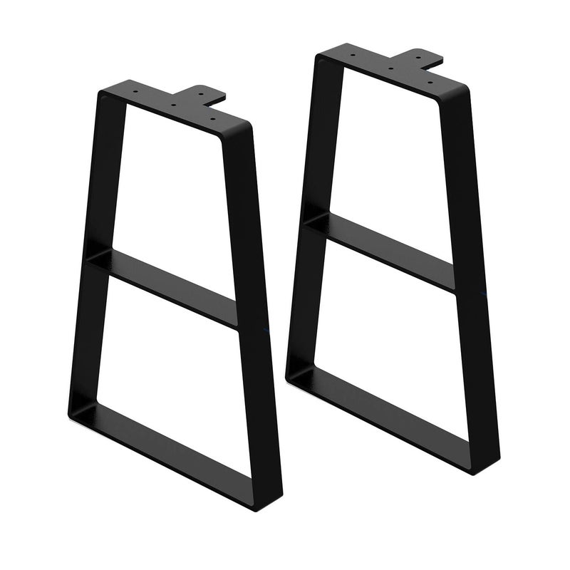 Orgerphy 16 Black Trapezoid Metal Bench Legs 2PCS  Heavy Duty Furniture Legs for Bench Mertal Table Legs Screws and 4pcs Rubber Floor Protectors  Mid Century Modern Desk Legs Furniture Legs